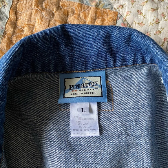 Pendleton Originals Vintage Western green wool denim jean jacket women’s large - Picture 7 of 9